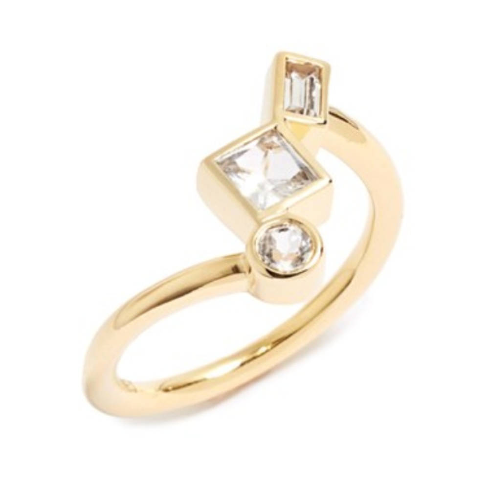 White Sapphire 23K Gold NWT Ring Elizabeth & James - Picture 5 of 8
